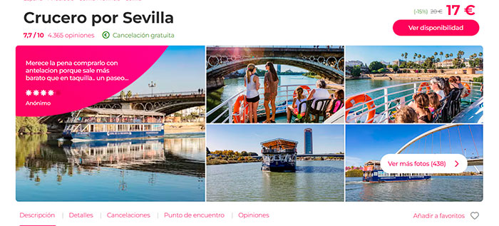 Crucero por Sevilla con perros - Paso en barco con Civitatis