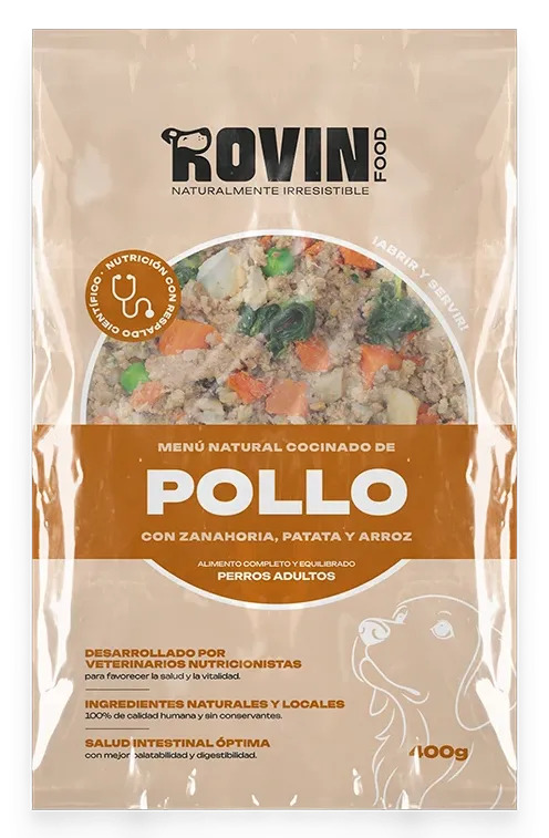 Packaging menú cocinado pollo perros Rovinfood